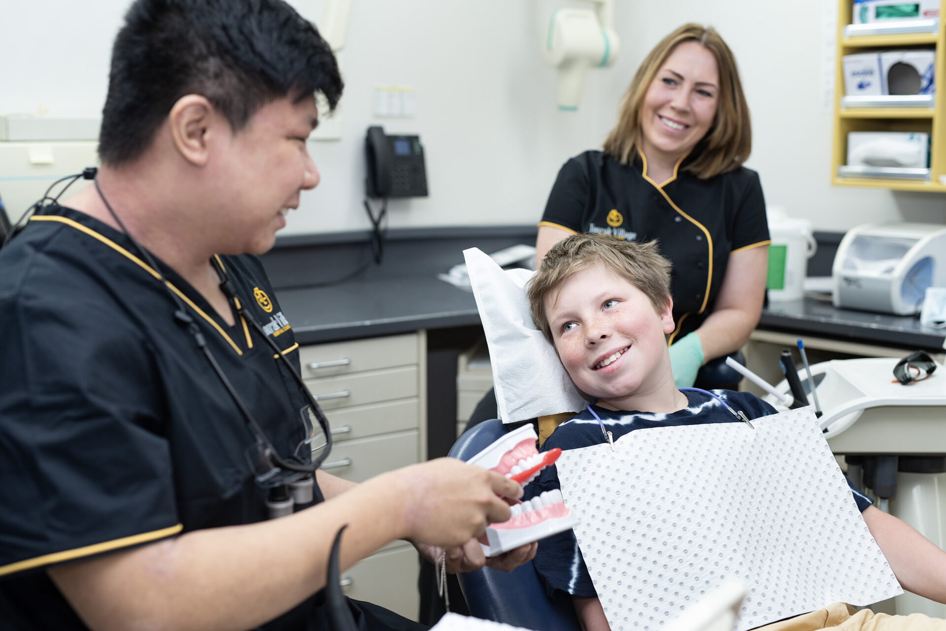 Children's dentist Toorak demonstrating oral hygiene tips for kids at Toorak Village Dental Care