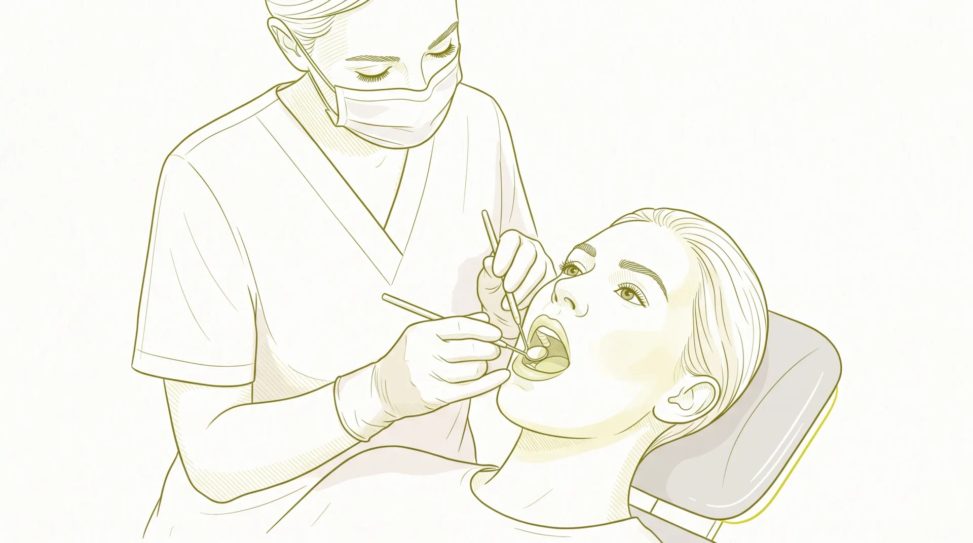 A dental professional gently examines a wisdom tooth at the back of an adult patient’s mouth with a mirror and probe.