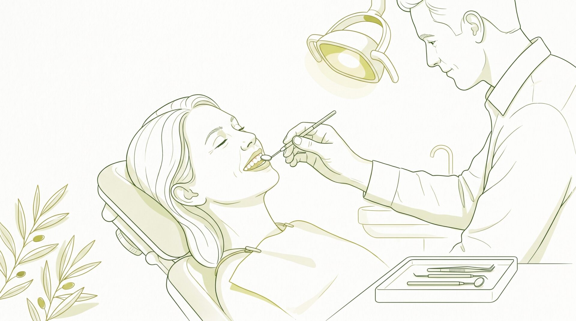 A side-view jaw highlights a chipped front tooth in a simple dental study.