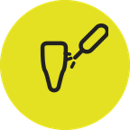 Step 4: tooth-coloured resin is shaped and set with a curing light